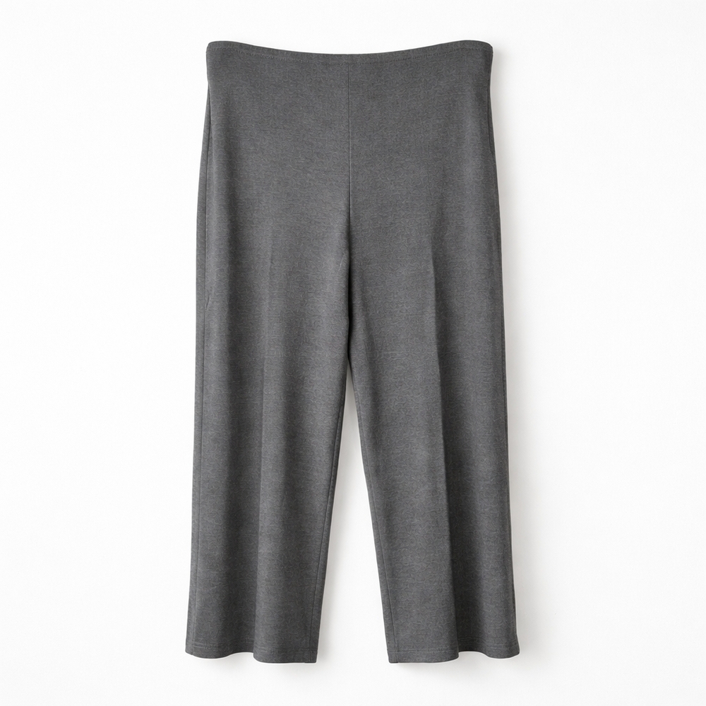 Ann Taylor Petite Cropped Wide Leg Pull-On Pants Gray Knit Stretch 8P